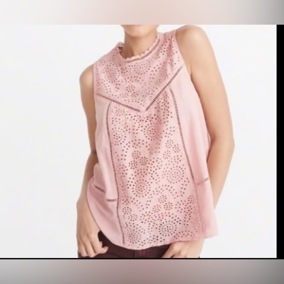 Abercrombie & Fitch Other - Abercrombie & Fitch Top Womens Sz S Pink Sleeveless Eyelet Shell Embroidered